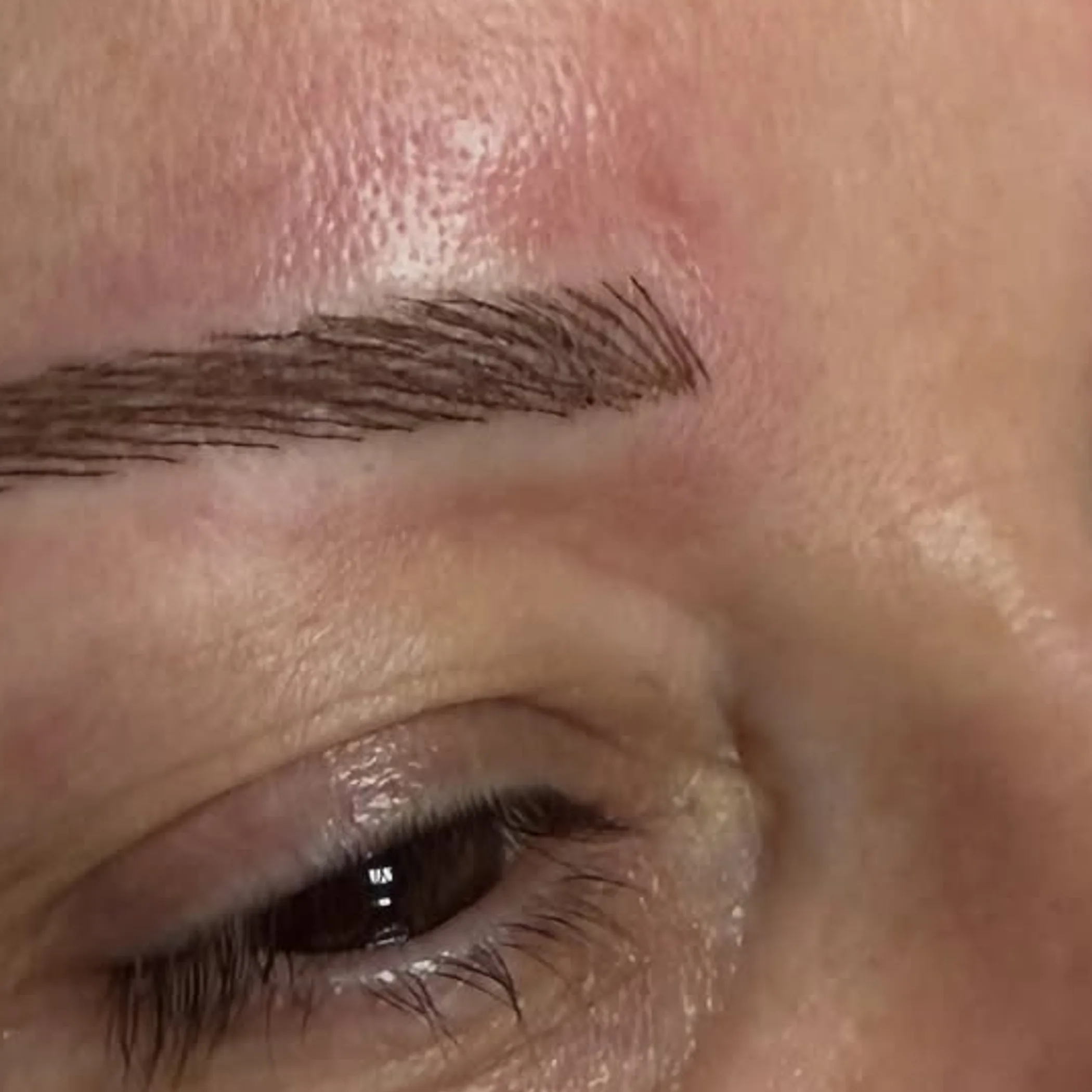 close-up of healed eyebrow tattoo