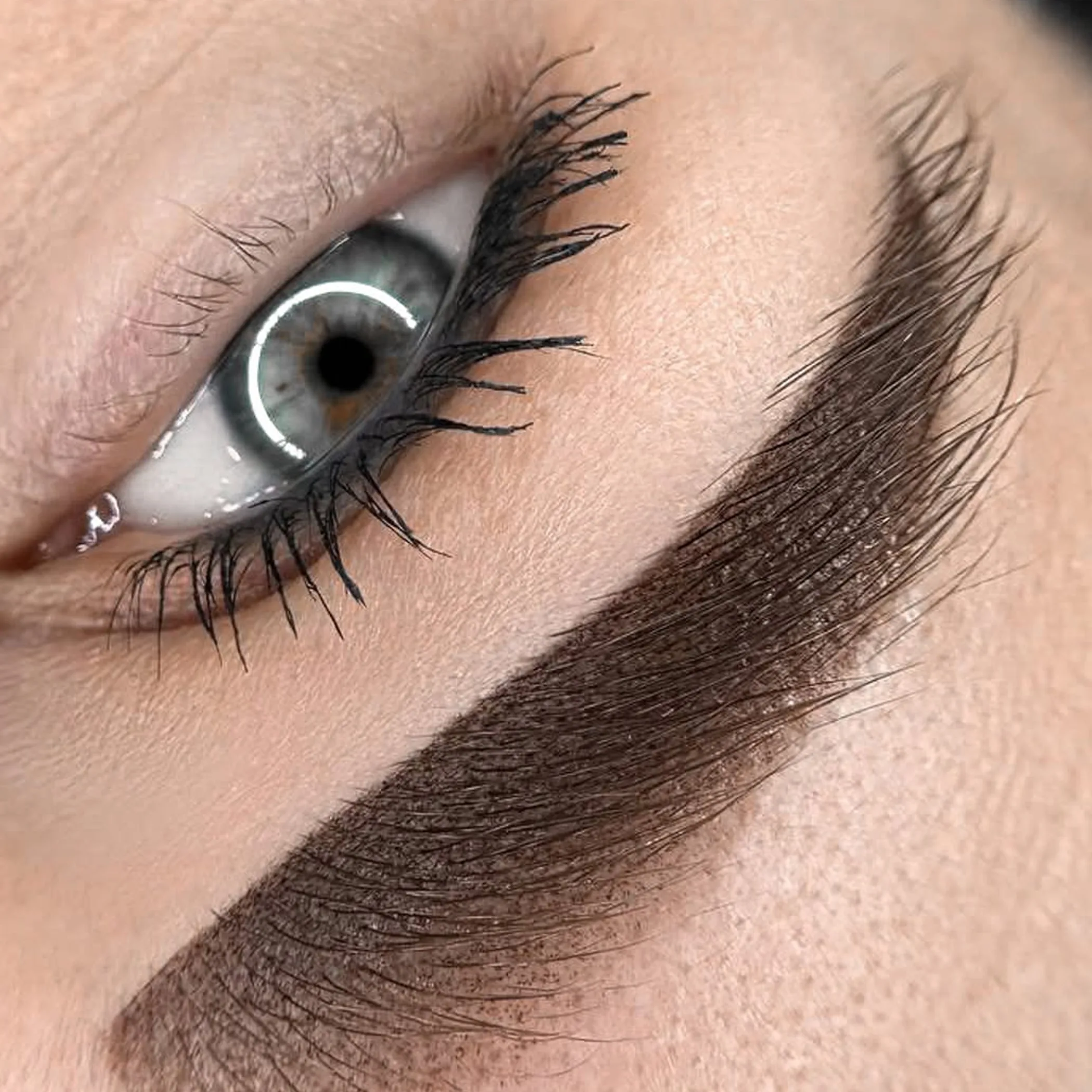 close-up of healed eyebrow permanent makeup
