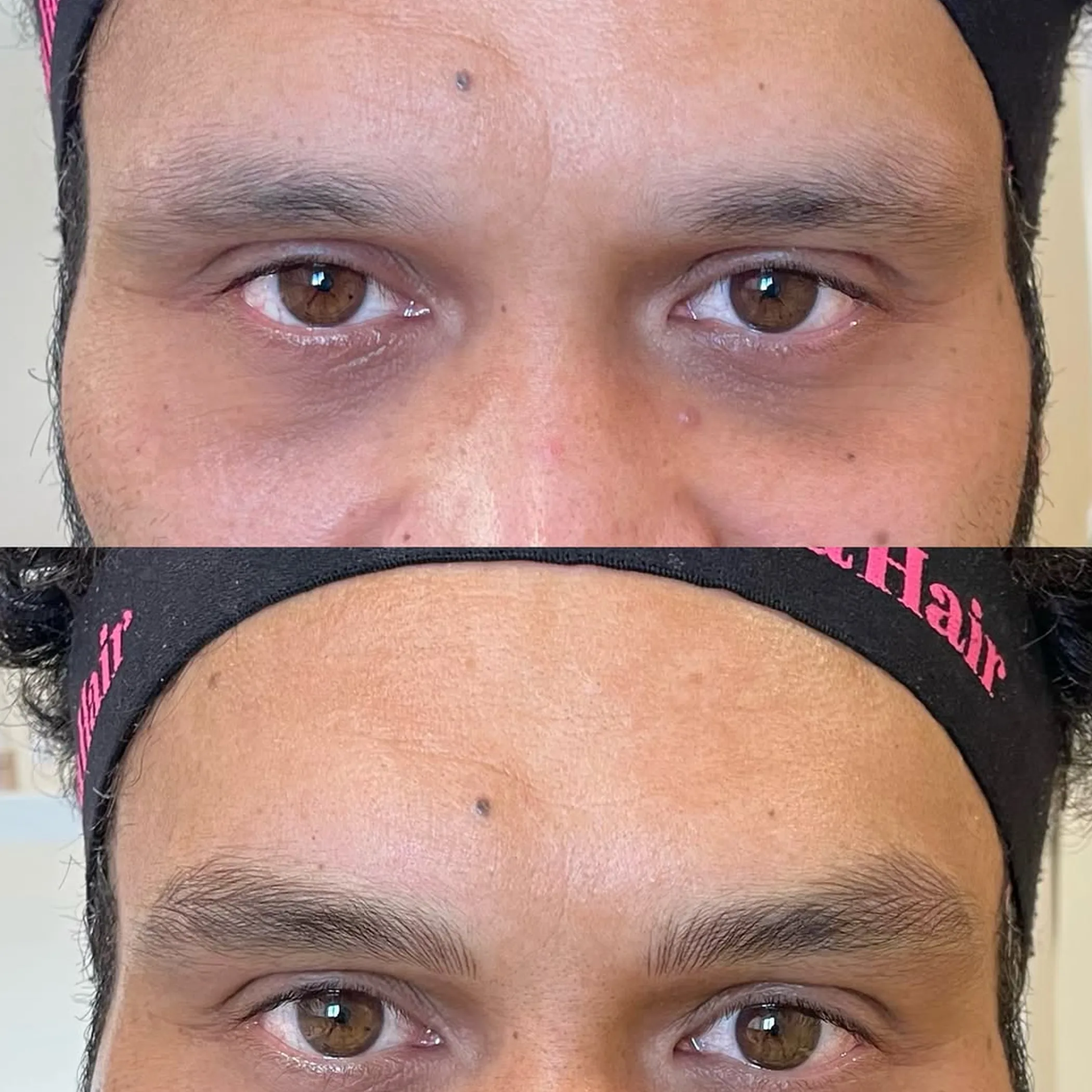 close-up of enhanced eyebrows